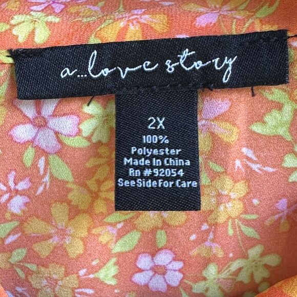 A Love Story Peasant Blouse Top Womens 2X Ditsy Floral Boho Retro Lightweight - Picture 3 of 9